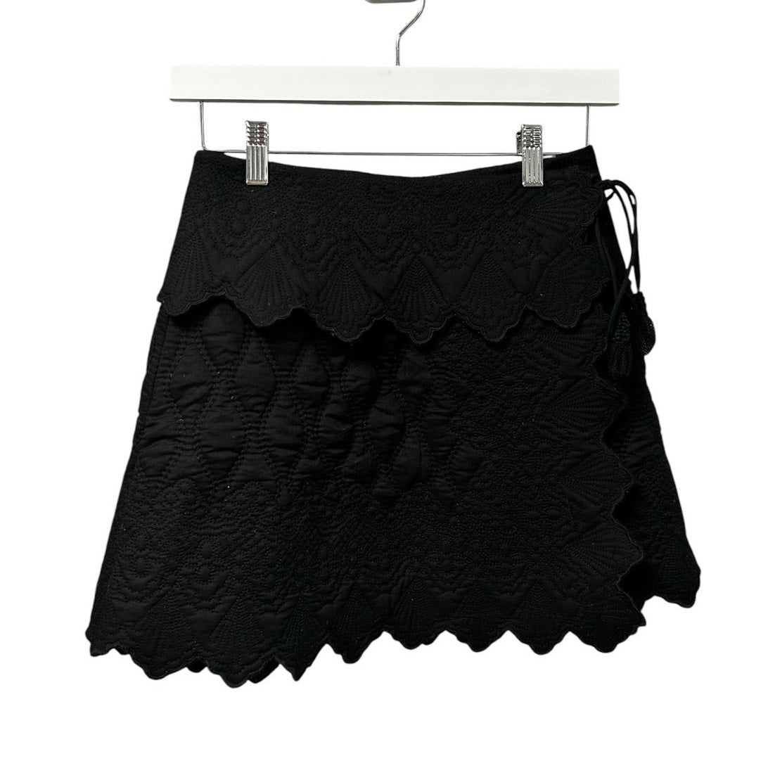 NWT Ulla Johnson Noir Black Taryn Quilted Scallop Mini Wrap Skirt Womens 0