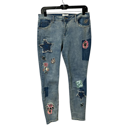 For The Republic Light Wash Mixed Media Patchwork Ankle Jeans Womens 10 / 29