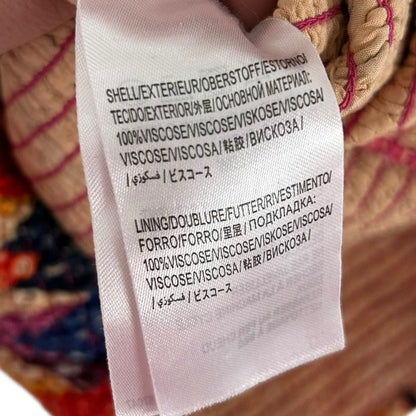 Farm Rio Lindeza Grafica Puff Sleeve Multi Smocked Mini Dress Womens Medium