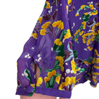 Saloni The Jodie Dress in Violet Sweet Peas Floral Print Silk Blend Womens 10