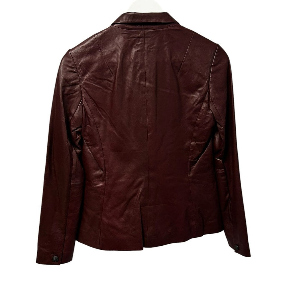 NWT Rag & Bone Burgundy Slade Leather Blazer Jacket Size 2 Luxury Edgy Winter