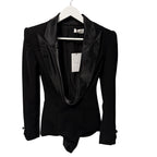 NWT Monot Tuxedo Playsuit Romper Lamé Trim Black Crepe Womens IT 36 / US 0