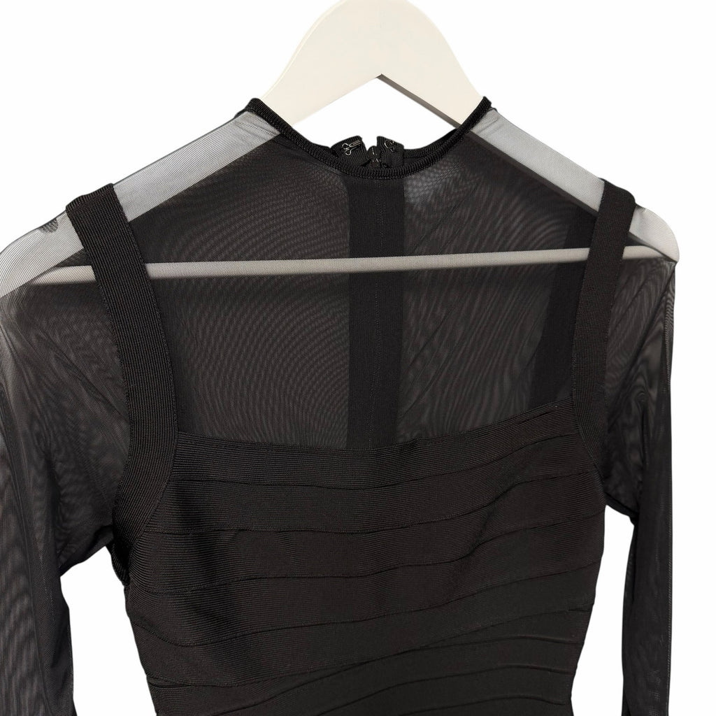 NWT Herve Leger The Ella Gown Black Signature Bandage Fabric Womens Small