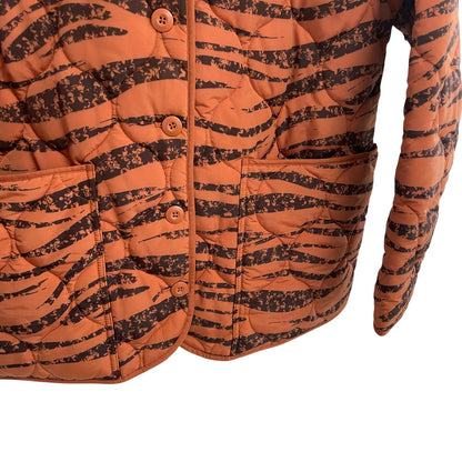 Anine Bing Elizabeth Quilted Tiger Print Shell Jacket in Brick Womens Medium