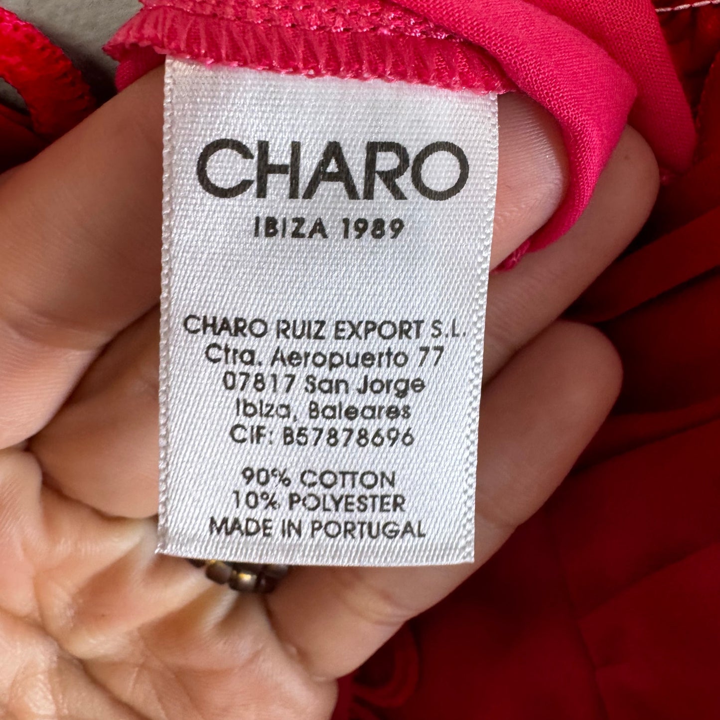 NWT Charo Fuchsia Pink Sleeveless Bustier Flounce Melia Maxi Dress Womens Small