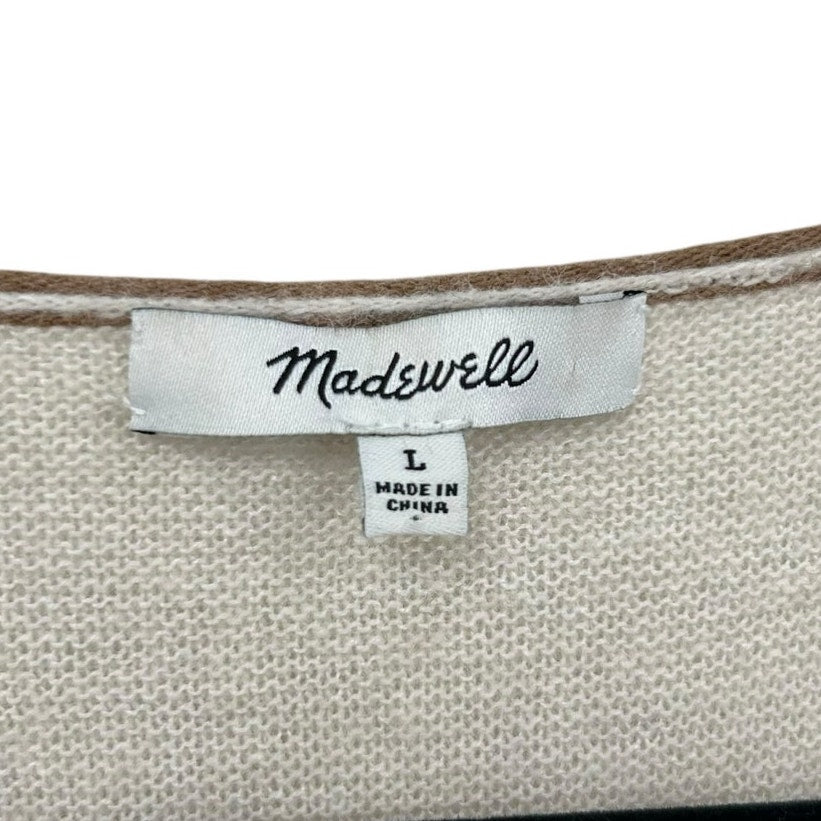 Madewell Heather Cement Kimball Pullover Sweater in Colorblock Womens Large