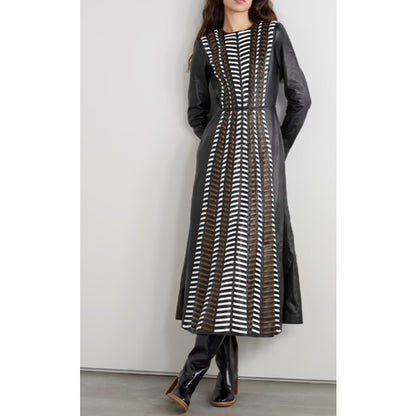 NWT GABRIELA HEARST + NET SUSTAIN Julian Whipstiched Leather Maxi Dress Medium