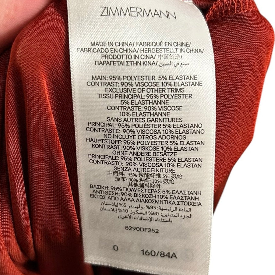 NWT Zimmermann Dark Rose Memento Cap Sleeve Drape Maxi Dress Womens AU 0 / US 4
