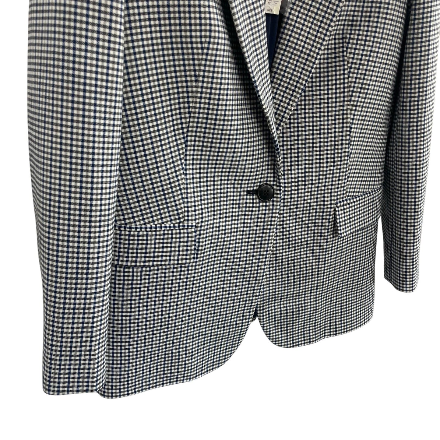 NWT Madewell The Kline Blazer Black Blue White Houndstooth Plaid Womens 0