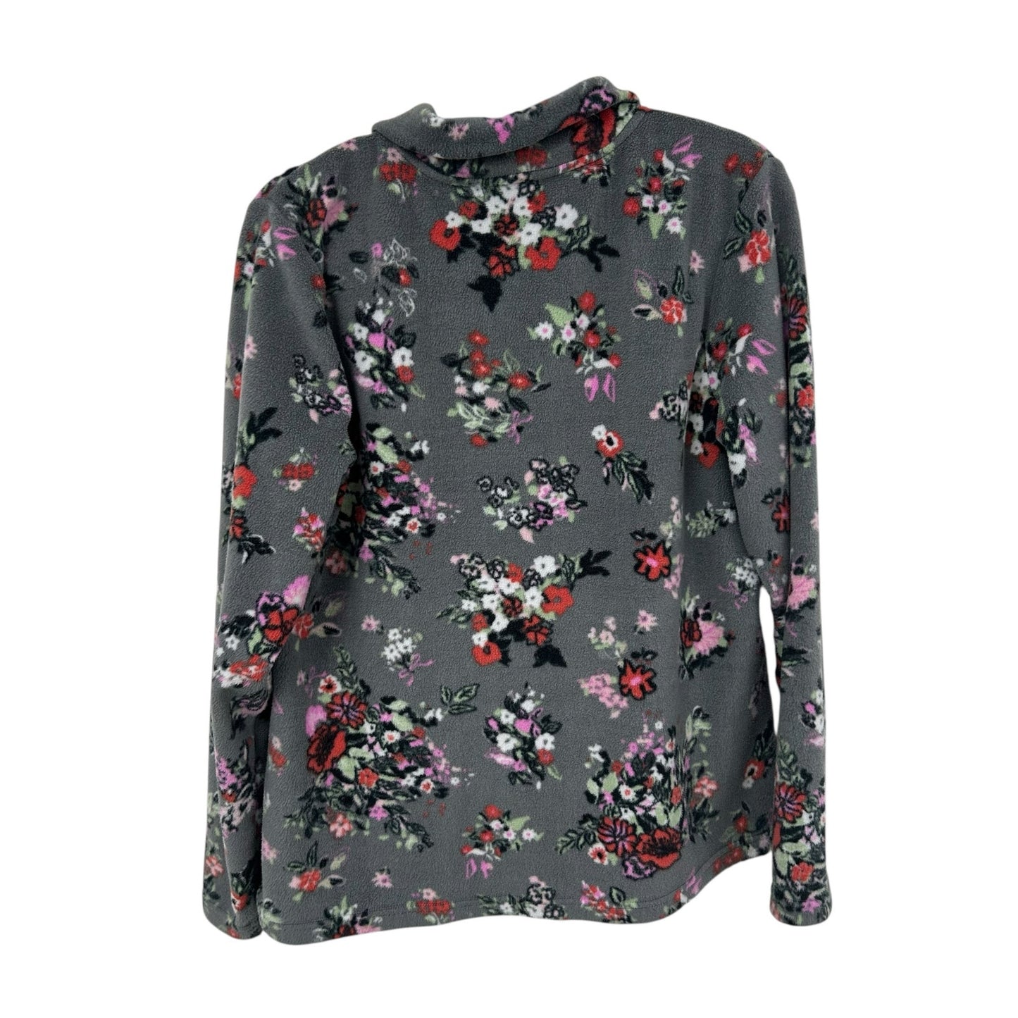 Vera Bradley Gray Hope Blooms Snap Collar Sporty Fleece Pullover Womens Medium