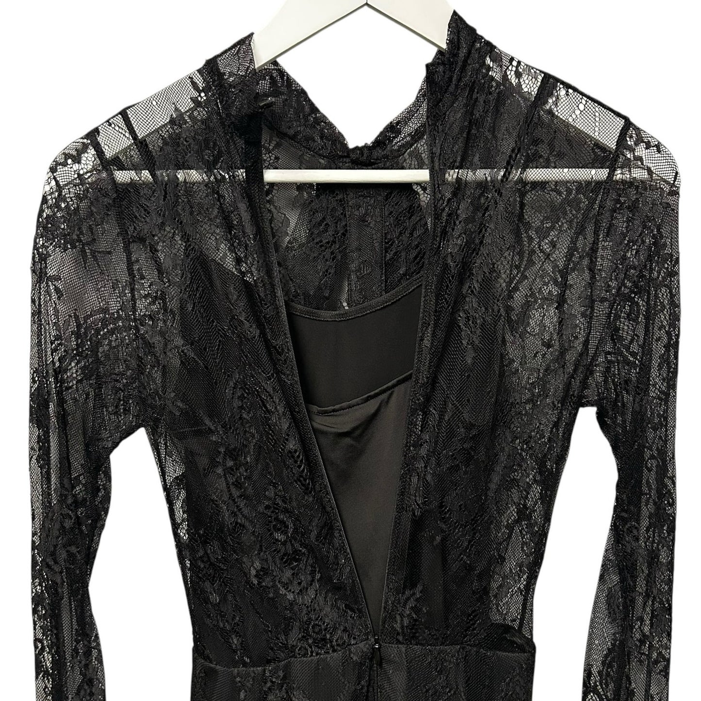 NWT Macgraw Black Immortal Dress Chantilly-Lace Midi Dress Womens US 2