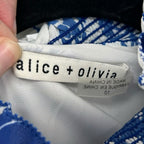 Alice + Olivia Blue & White Karisse Cap Sleeve Mock Neck Mini Dress Womens 10