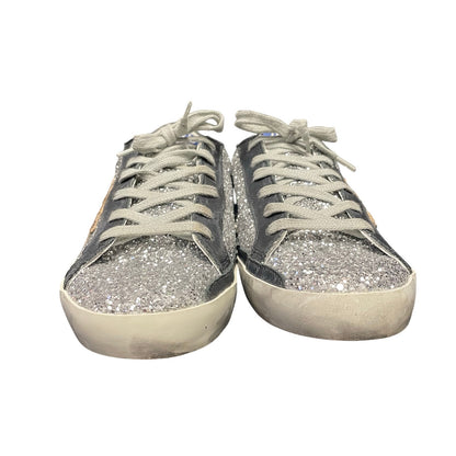 Golden Goose Superstar Silver Glitter Animal Print Star Sneakers Size 39 / US 9