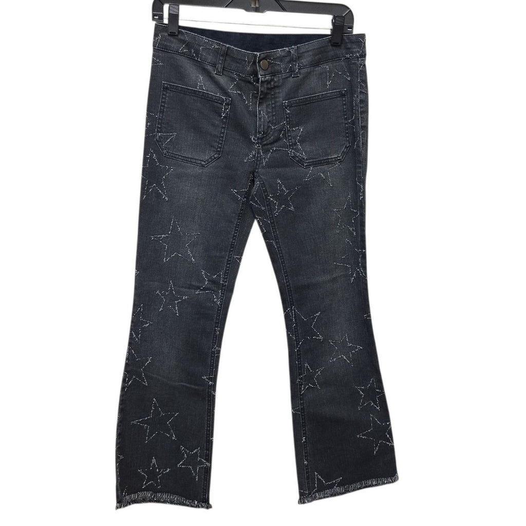 Stella McCartney Womens Frayed Star Crop Flared Jeans 27 US 2 Streetwear Grunge