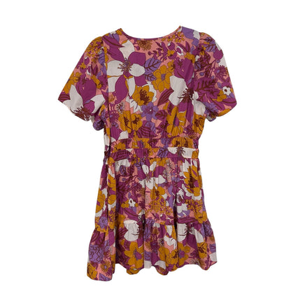 Anthropologie Somerset Mini Dress in Orange Pattern Floral Print Womens Large