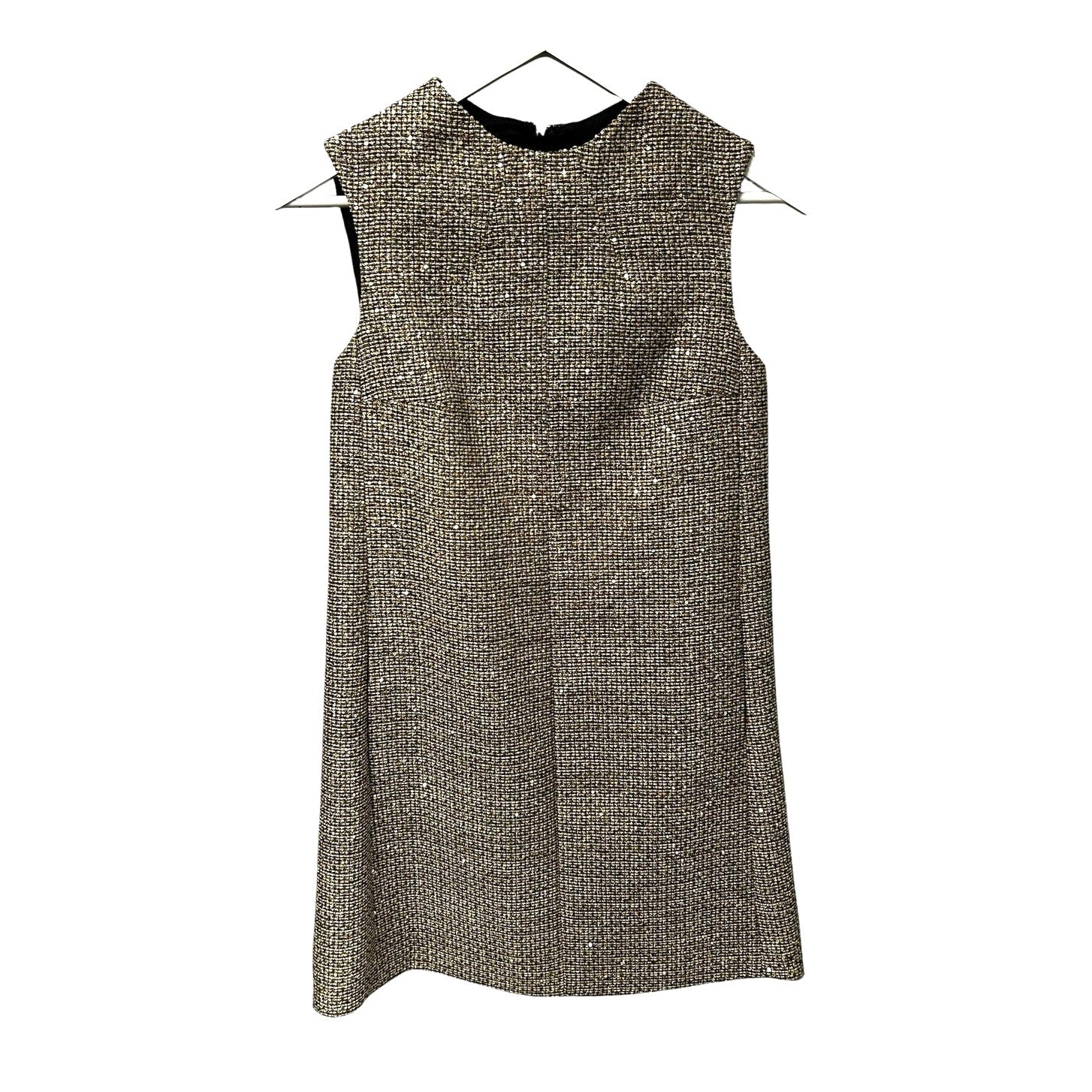 Saint Laurent Sequin Embellished Metallic Tweed Mini Shift Dress Womens 36 US 4
