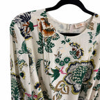 NWT Tory Burch Silk Happy Times Shift Dress Ivory Floral Long Sleeve Womens 12