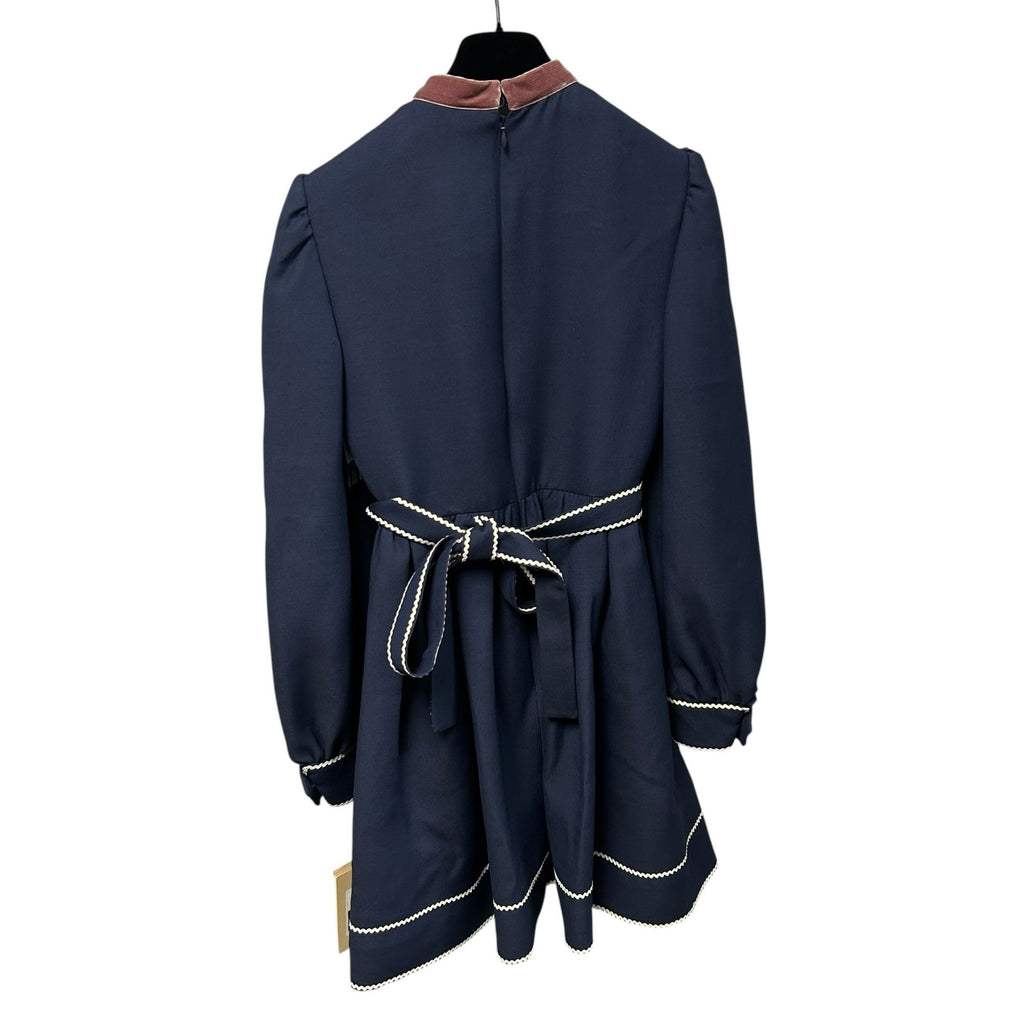 NWT Valentino Couture Indigo Birch Crepe Wool Silk Blend Mini Dress 36 / US 0