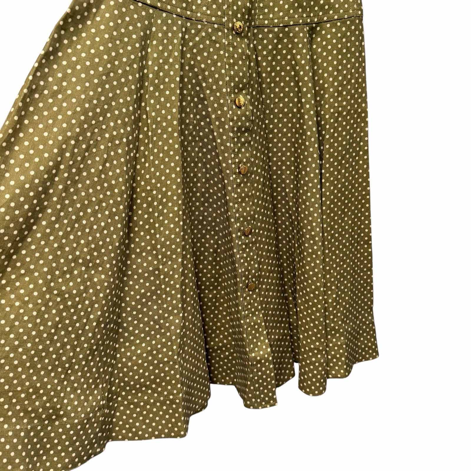 NWT Zimmermann Luna Cargo Midi Skirt Olive Dot Pure Linen Size AU 0 / US 4