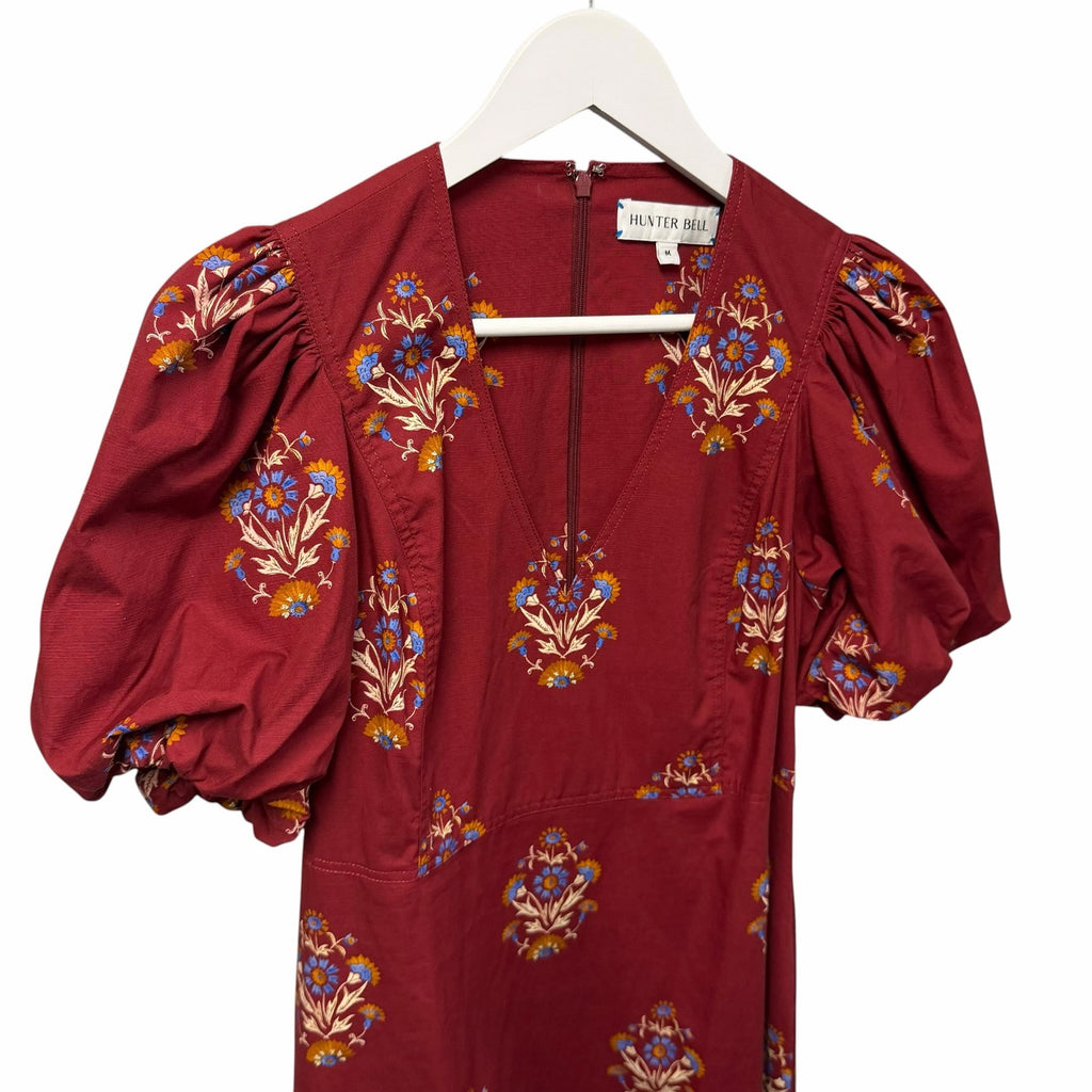 Hunter Bell Harrison Midi Dress in Mulberry Fleur Pure Cotton Womens Medium