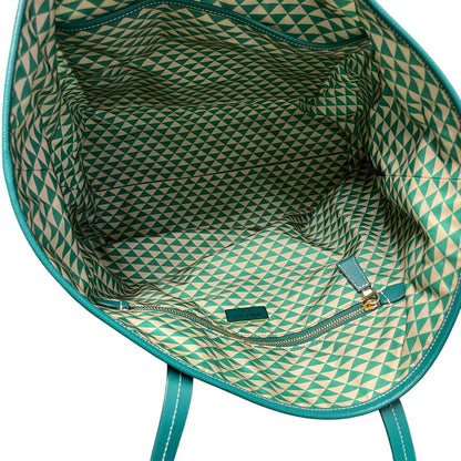 Prada Tessuto Triangulum Nylon Tote Bag Green Off White Triangle Print