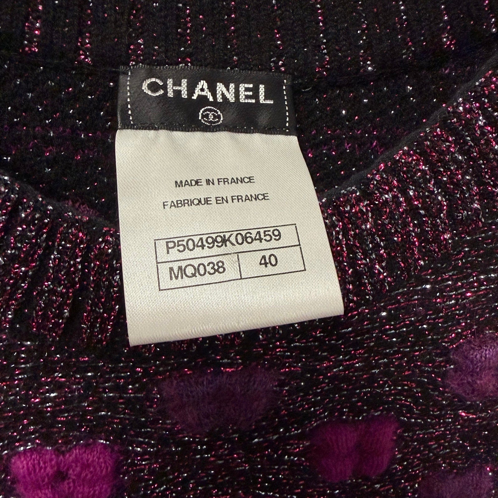 Chanel 2014 Lips Sweater Metallic Mohair Wool Purple Magenta Size 40 / US 8 RARE