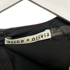 Alice + Olivia Tanner Asymmetric Pleated Black Floral Mini A-Line Dress Womens 2
