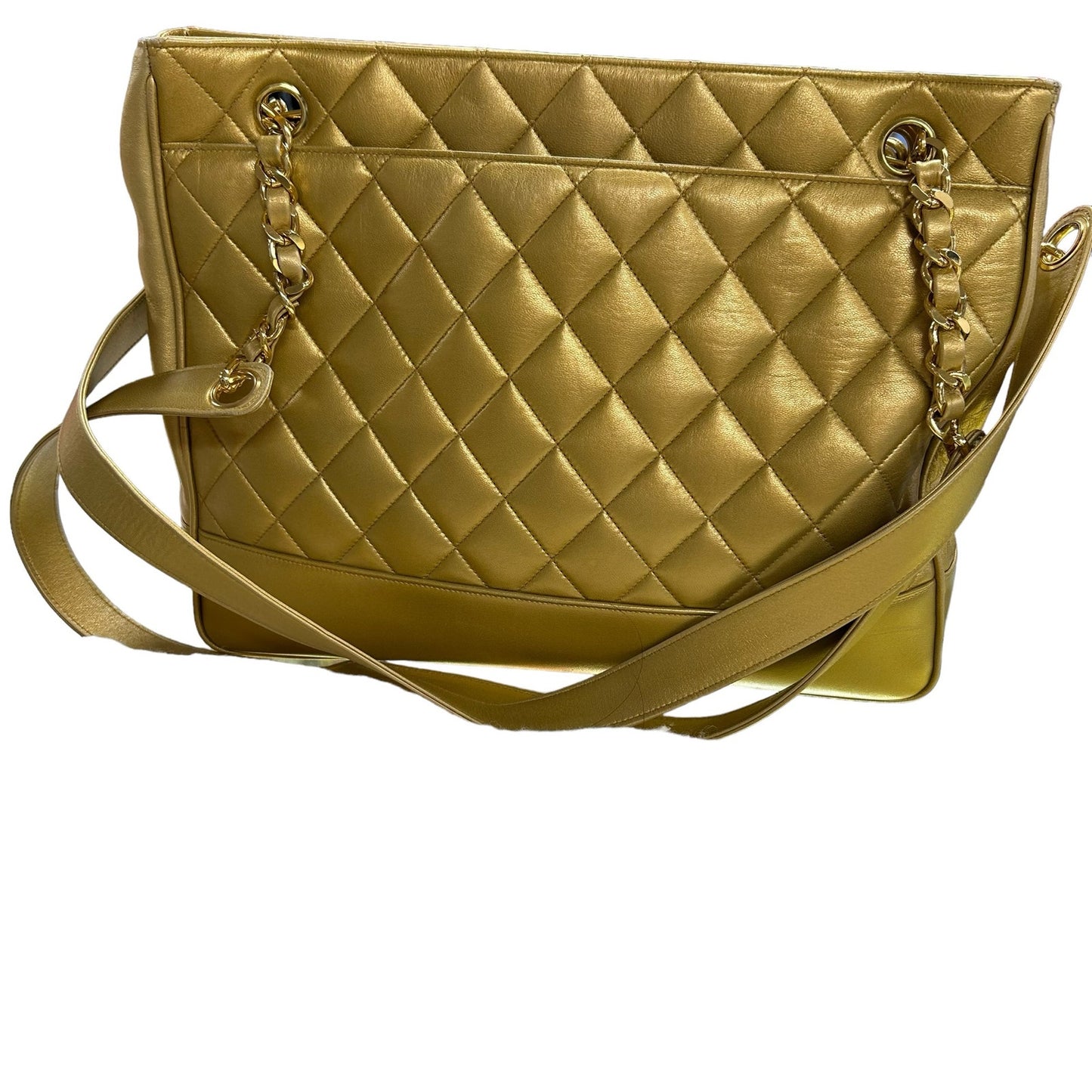 Chanel Gold Coco Ball Matelassé Chain Leather Shoulder Tote Bag