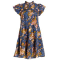 Sea New York Ines Navy Yellow Floral Print Flutter Sleeve Mini Dress Womens 6