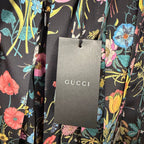 NWT Gucci Silk Pleated Midi Skirt Macro Floral Black Multi Size IT 36 / US 0