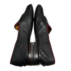 Gucci Black Pebbled Leather Braided Trim Valentin Tasseled Loafers Mens 8