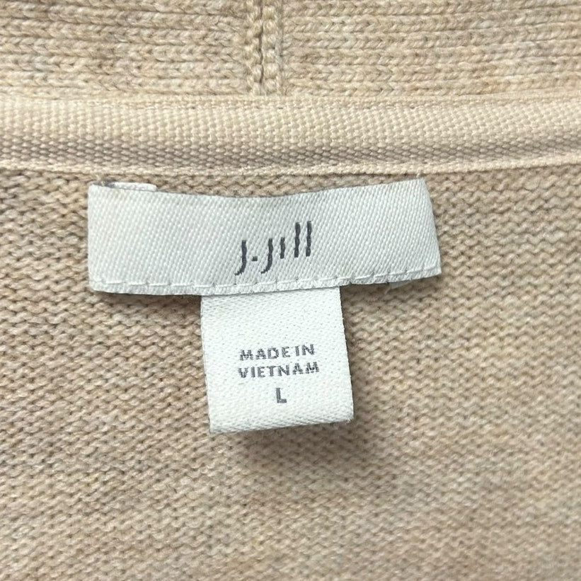 J. Jill Beige Cream Brown Color Block Button Up Cardigan Sweater Womens Large