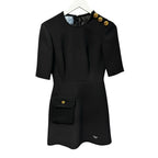 NWT Prada Black Natte Short Sleeve Fit & Flare Mini Dress Womens 38 / US 2