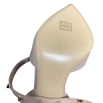 Valentino Garavani Rockstud Ankle Strap Calf Leather Pumps Poudre 39.5 / US 9.5
