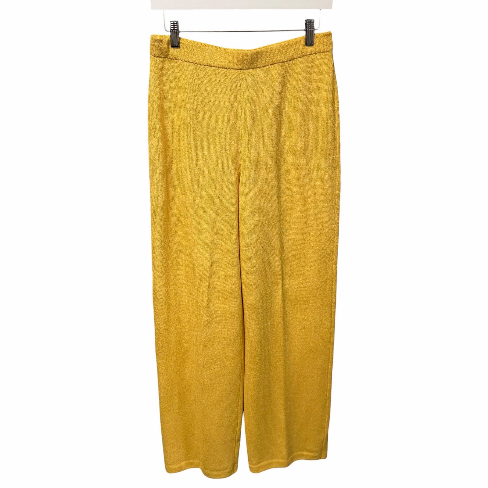 St. John Collection Santana Knit Yellow Wide Leg Pull On Pant Womens Size 8