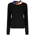 NWT Emilio Pucci Marmo Silk Collar Wool Jumper Sweater Black Tie Back Size Small