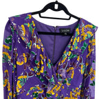 Saloni The Jodie Dress in Violet Sweet Peas Floral Print Silk Blend Womens 10