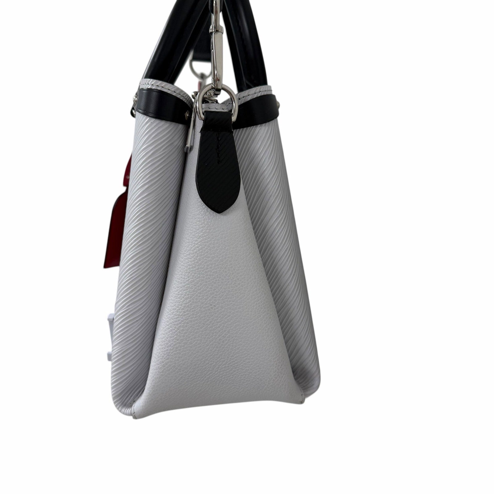 Louis Vuitton Soufflot Epi BB White Black Leather Two Way Handbag AS IS