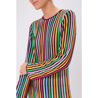 NWT Tuckernuck Jewel Rainbow Stripe Long Sleeve Amal Swing Dress Womens XXL