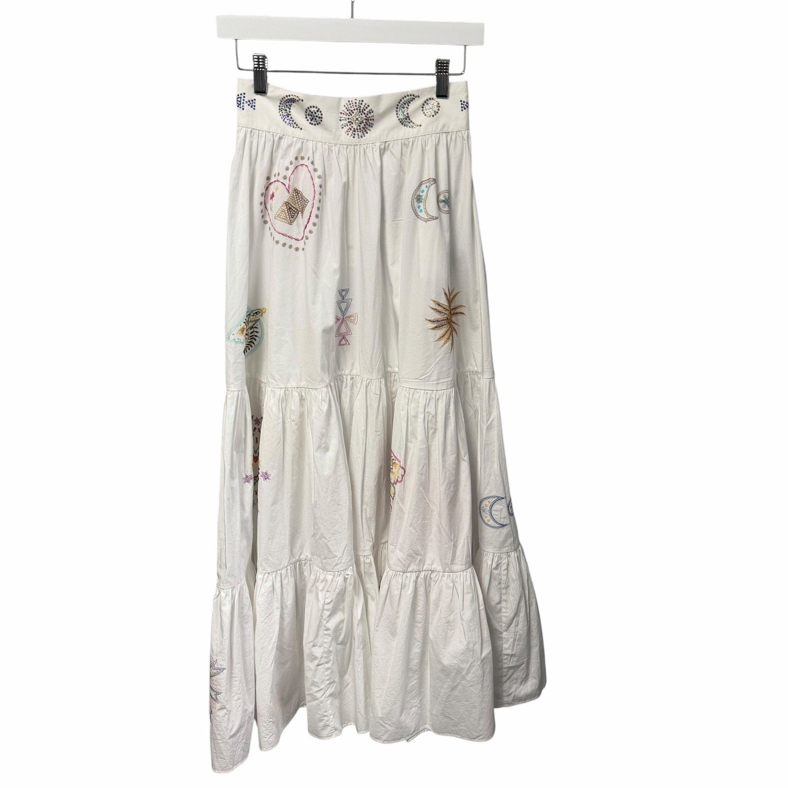 NWT Camilla Living In Colour High Waisted Tiered Maxi Skirt Hand Embroidered XS