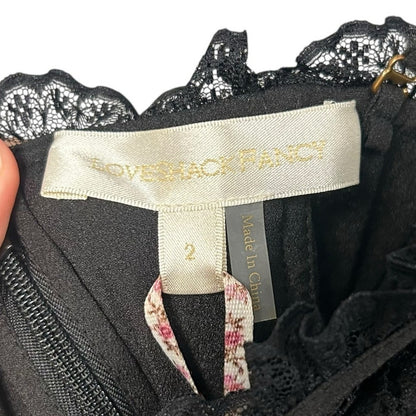 NWT $595 LoveShackFancy Black Lace Bustier Carlene Mini Dress Womens Size 2