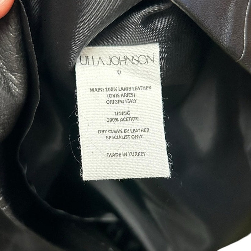 NWT Ulla Johnson Black Enid Paneled Leather High Waist Midi Skirt Womens 0