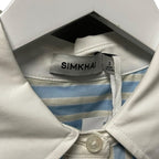 NWT Simkhai Hydrangea Blue White Stripe Belted Midi Shirt Dress Womens 2