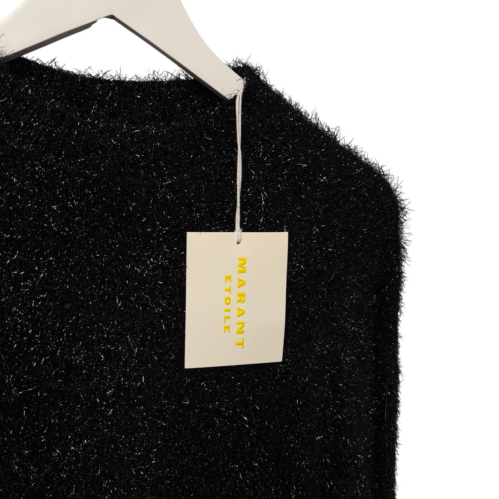 NWT Marant Etoile Black Metallic Tinsel Sayers Glitter Sweater Womens 34 / US 2