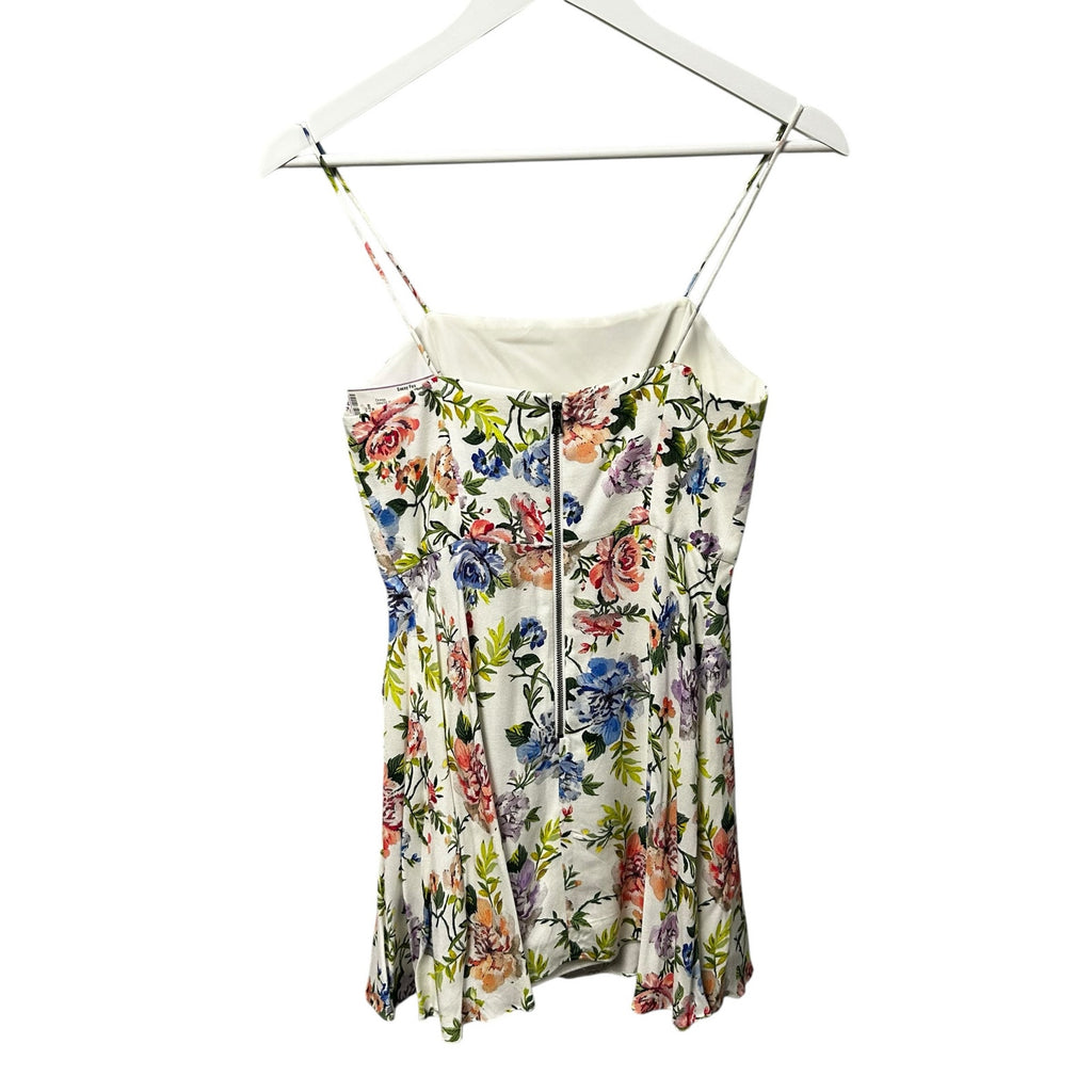 Alice + Olivia Trixie Gardenia Floral Print Lined Sleeveless Mini Dress Womens 2