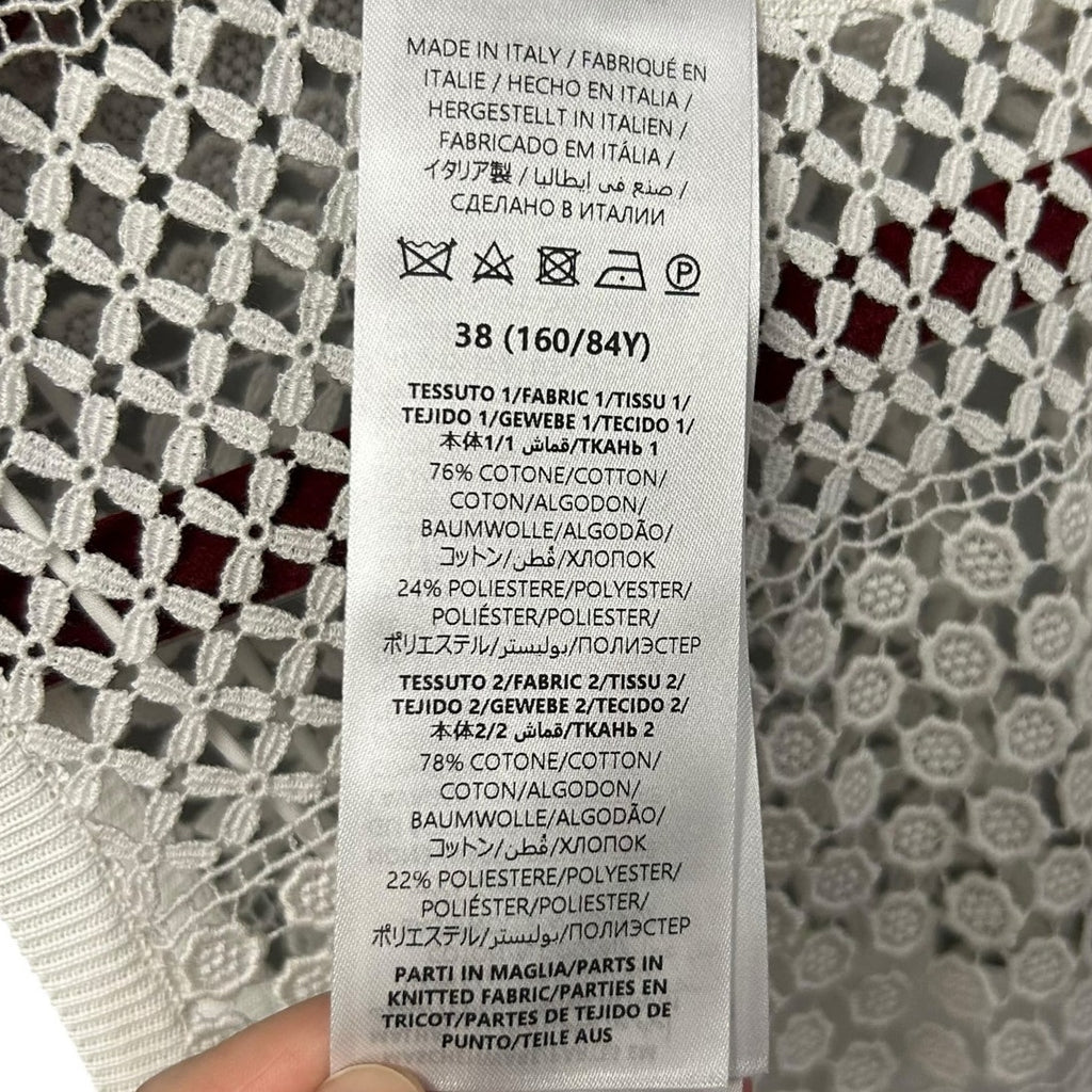 NWT Gucci Off White Cotton Macrame Sleeveless Mini Dress Womens 38 / US 2