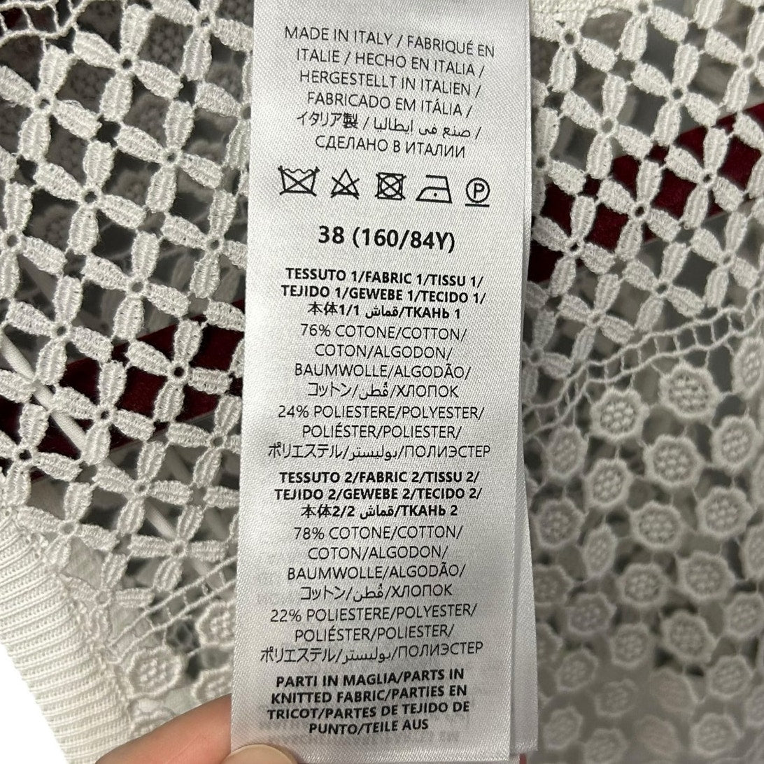 NWT Gucci Off White Cotton Macrame Sleeveless Mini Dress Womens 38 / US 2