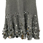 NWT Casablanca Silver Sequin Embellished Crochet Mirror Mini Dress Womens Small
