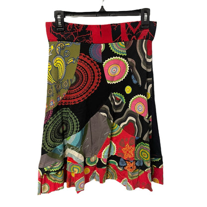 Y2K Desigual Pure Cotton Mixed Print Multicolor Pull On Skirt Womens Small