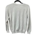 Brunello Cucinelli Cotton Ribbed Knit Sweater Light Grey Pocket Front Size Small